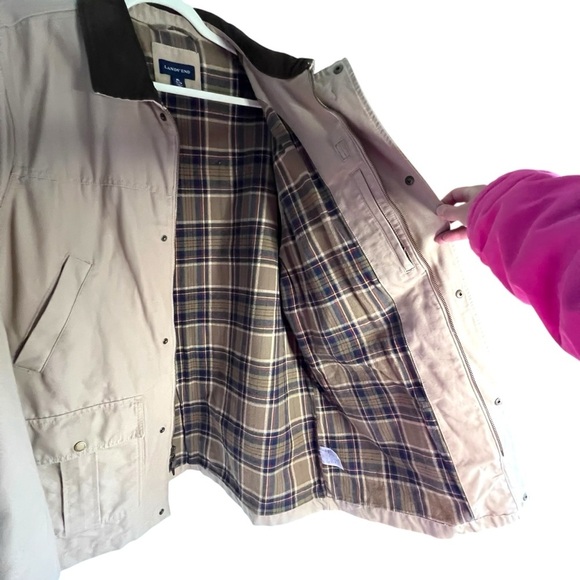 Land's End 100% Cotton Barn Chore Jacket Flannel Lined Corduroy Collar Size XL - Picture 7 of 15